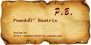 Psenkó Beatrix névjegykártya